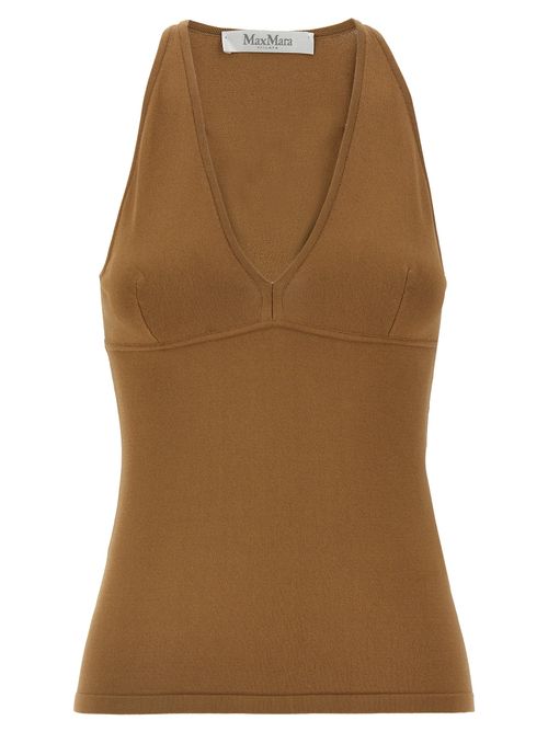 Stretch Viscose Crêpe Tank Top — Brown