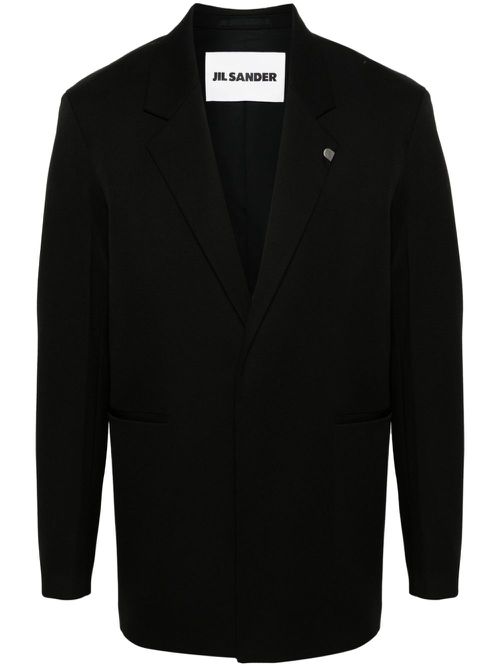 Single-breasted wool blazer - Black