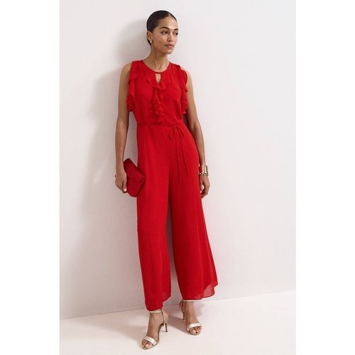Phase Eight Petite Rachel Ruffled Wide-Leg Jumpsuit In Scarlet
