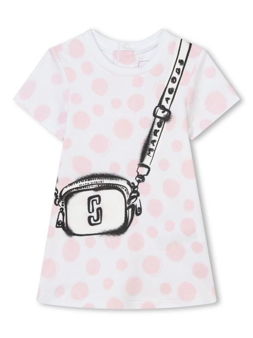 Trompe l'oeil-print cotton dress - White