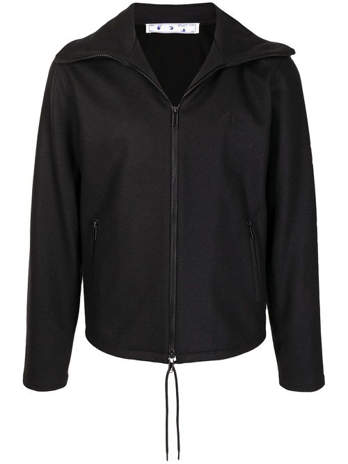 Logo-embroidered spread-collar jacket - Black