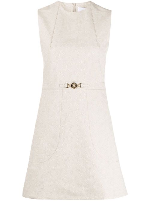 Logo-jacquard cotton A-line minidress - Neutrals