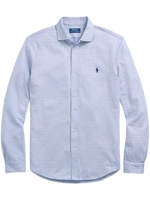 Logo-embroidered jacquard shirt - Blue