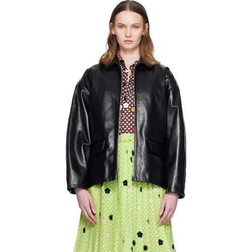 Black Pointed Collar Leather Jacket