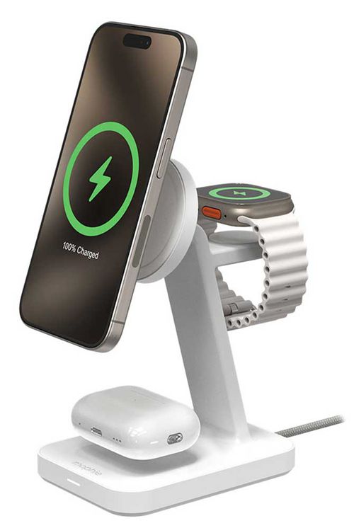 Snap Plus 3-in-1 Wireless Charge Stand in White