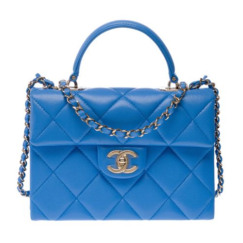 Mini Top Handle Flap Bag — Blue