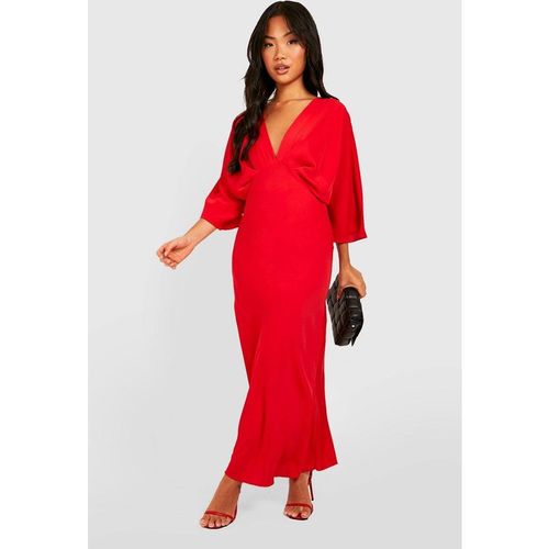 Boohoo Women's Petite Bias Cut Angel Sleeve Maxi Dress in Red