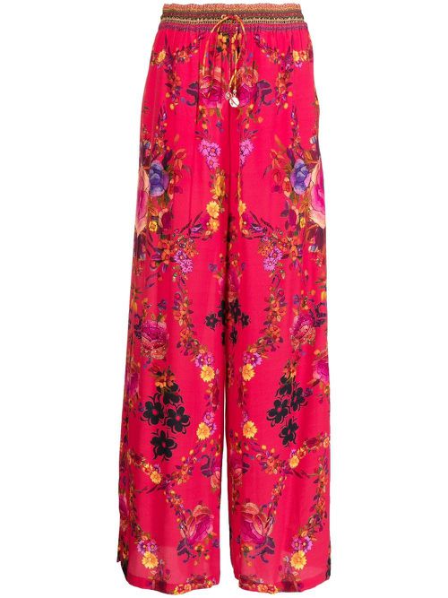 View From The Veil floral-print silk pants - Red