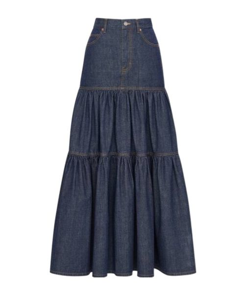 Long skirt in indigo denim