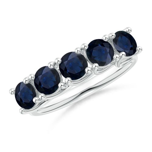 Angara 2.3 Carats Half Eternity Five Stone Blue Sapphire Wedding Band in Platinum