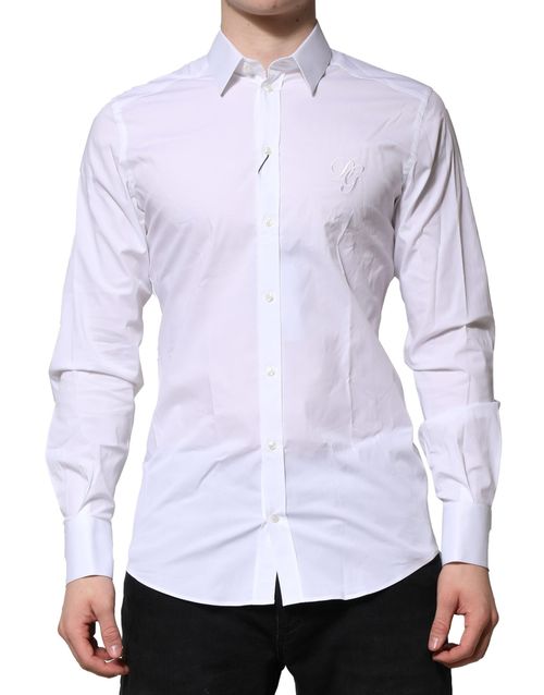 Cotton-Elastane Formal Shirt — White