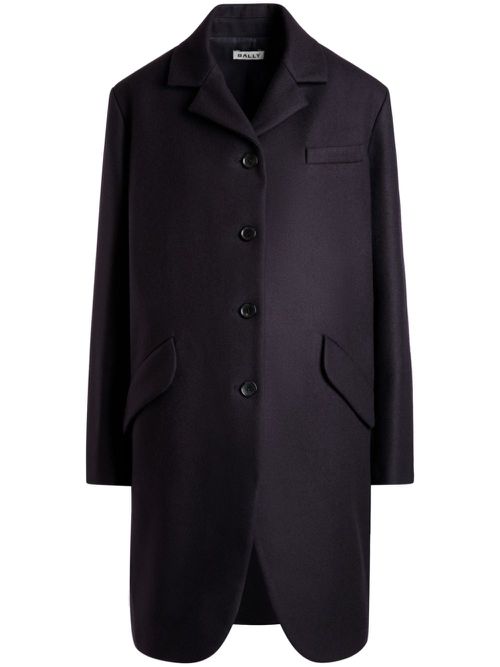 Curved-hem single-breasted coat - Blue