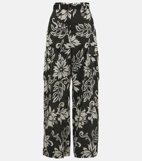 High-rise floral wide-leg pants