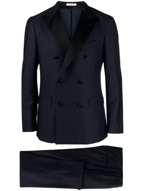 Satin-trim tuxedo suit - Blue