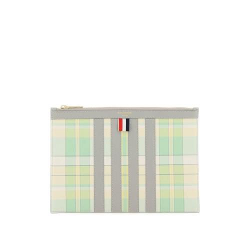 Plaid-check print clutch bag - Green