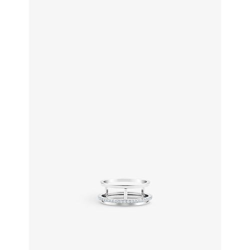 Womens 18K White Gold Horizon 18ct White Gold and 0.36ct Diamond Ring 45mm