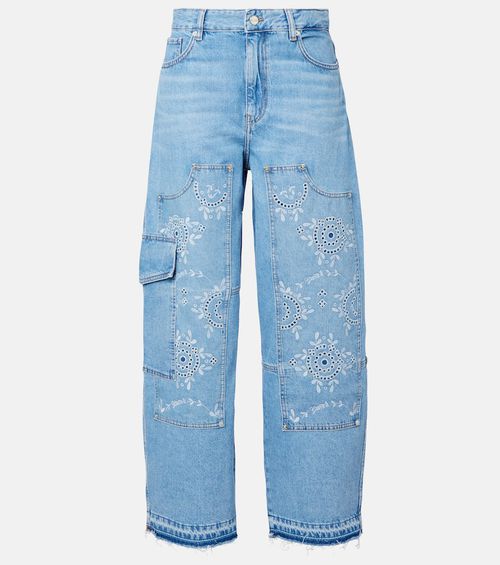 Broderie anglaise barrel-leg jeans