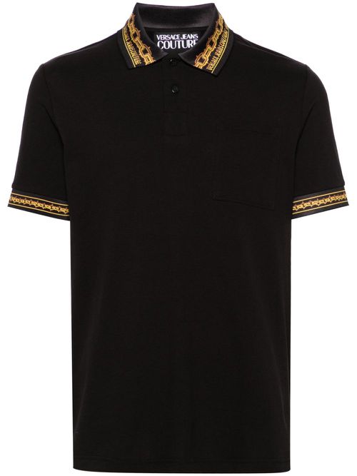 Contrasting-trim piqué polo shirt - Black