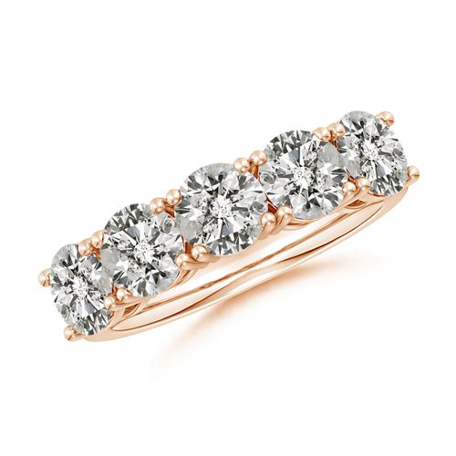 Angara 3.15 Carats Prong-Set Round Diamond Five Stone Wedding Ring in 18K Rose Gold