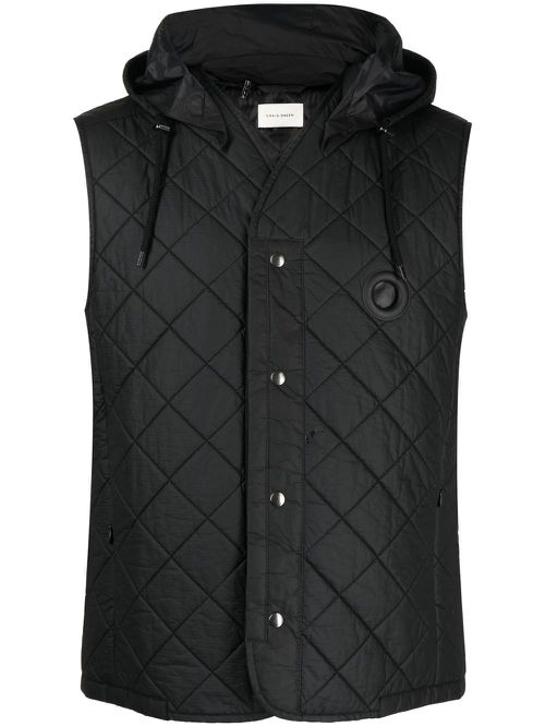 Button-up quilted gilet - Black