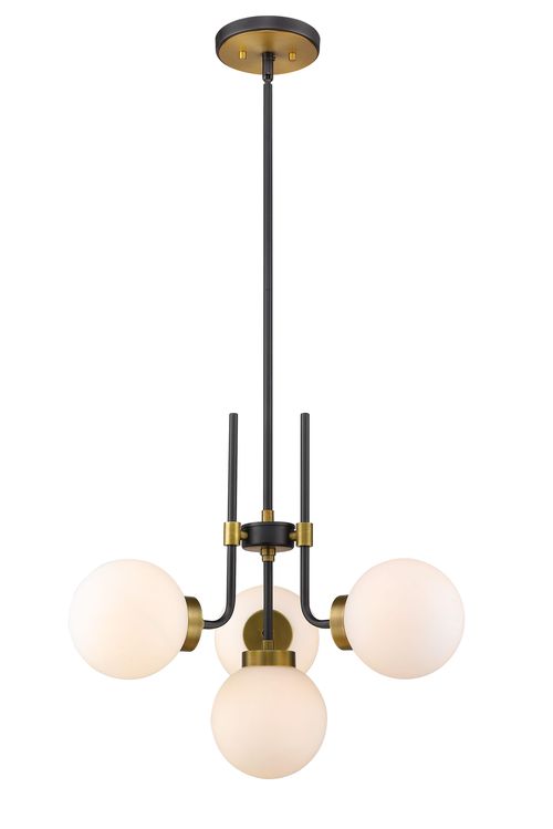 Parsons 4-Light Chandelier In Matte Black With Olde Bra