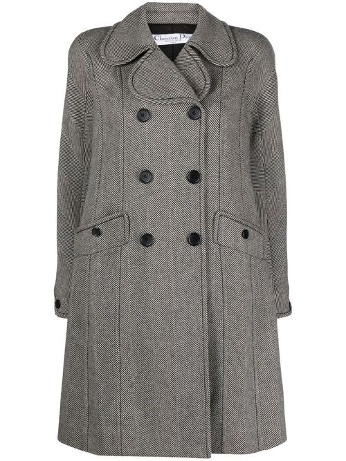 2000s pre-owned double-breasted thigh-length coat - Black