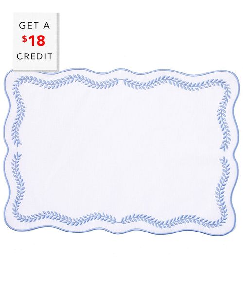 Set Of 4 Tessuti Rectangular Placemats With Cornflower Blue Ivy With $18 Credit