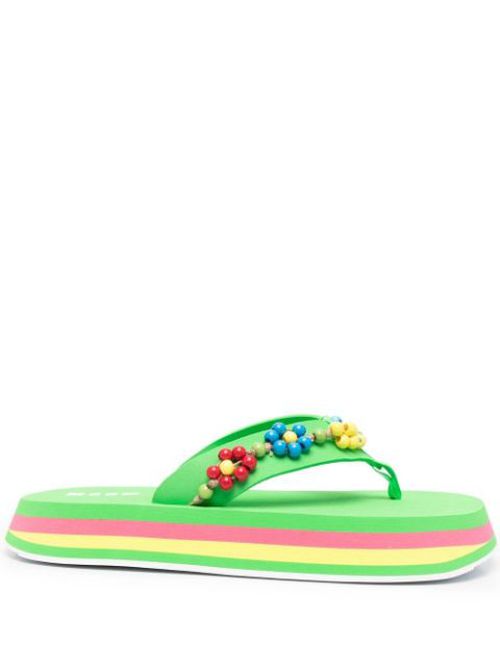 Bead-embellished flip flops
