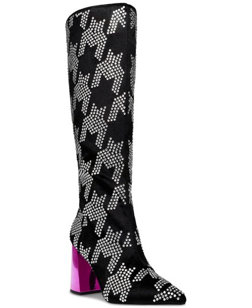 Women's Naomy Tall Block-Heel Boots - Black/Silver Multi