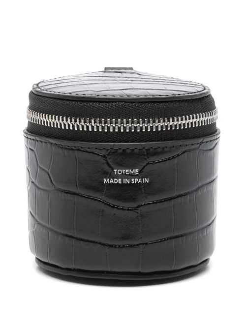 Crocodile-embossed jewelry box - Black