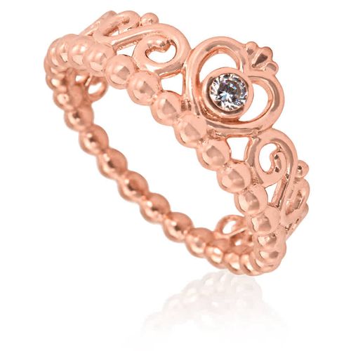 Ladies 14K Rose Gold Princess Tiara Crown Ring