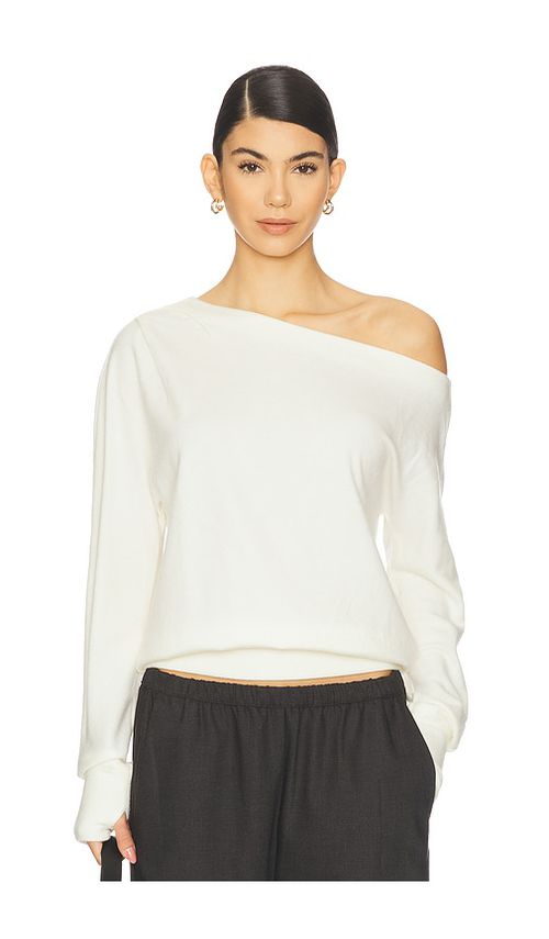 Bobi Asymmetrical Thumbhole Top in Cream. - XL also in L, M