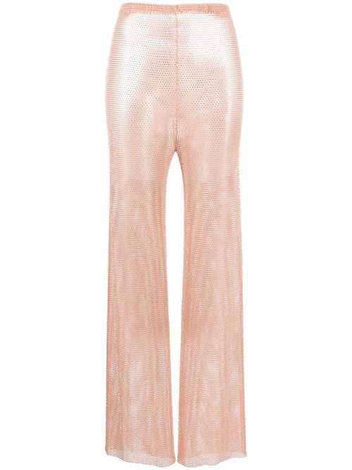 Sheer rhinestone-embellished trousers - Pink