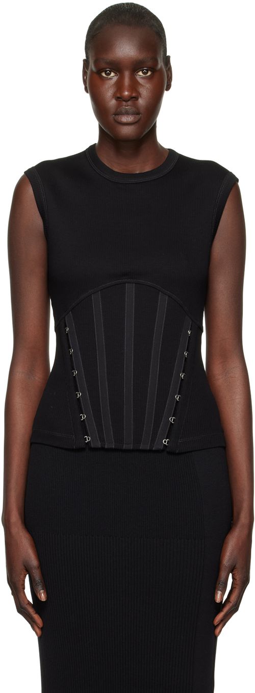 Black split tank top