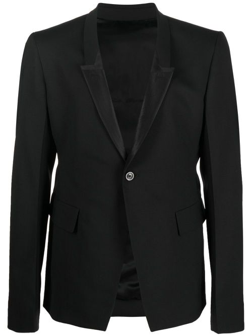 Peak-lapel single-breasted blazer - Black