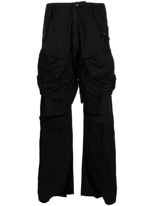Panelled ruched cargo trousers - Black
