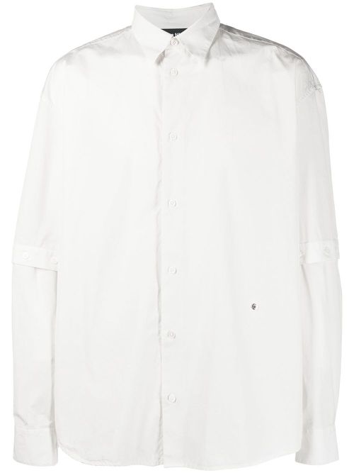 Detachable-sleeved cotton shirt - Neutrals
