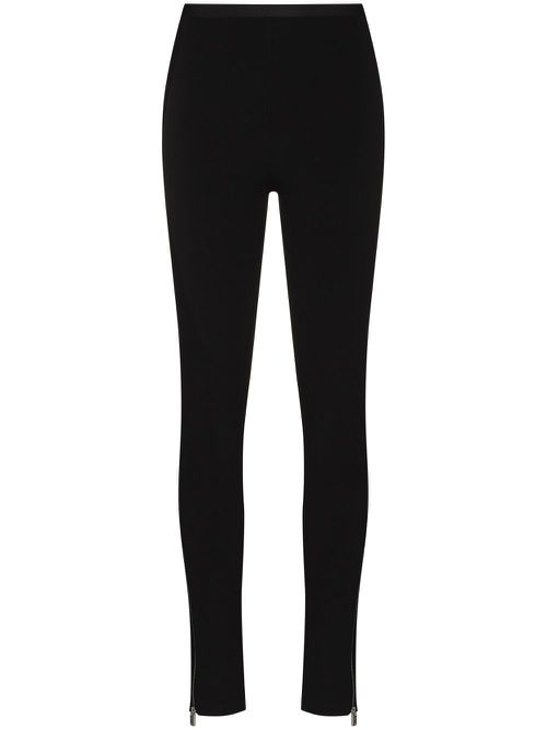 Zip-cuff high-rise leggings - Black