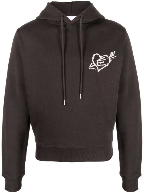 Limit graffiti-print organic cotton hoodie - Brown