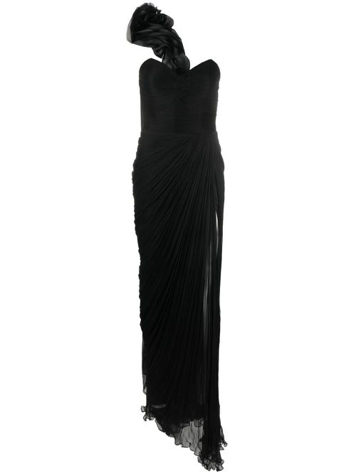 Miranda scarf-embellished silk gown - Black