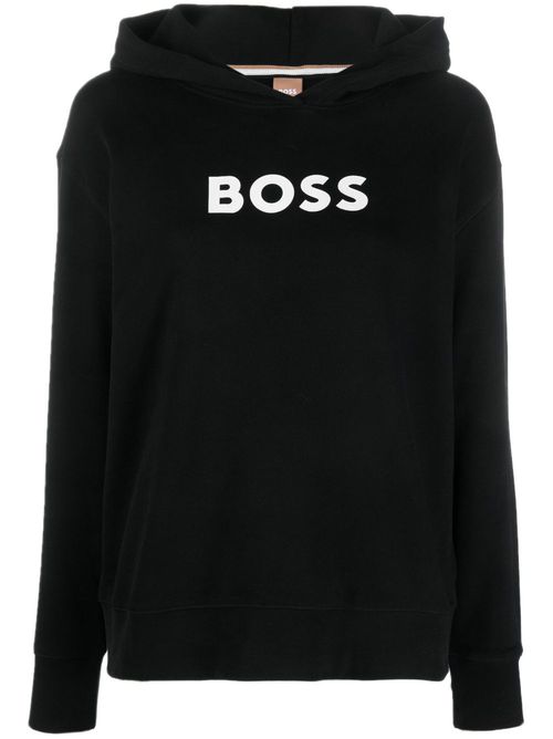 Logo-print organic cotton hoodie - Black