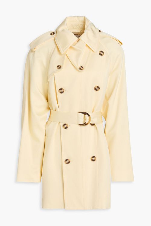 Double-breasted twill trench coat - Yellow - S