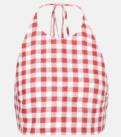 Marseille gingham linen crop top