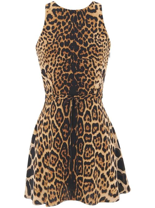 Leopard-print cut-out minidress - Brown