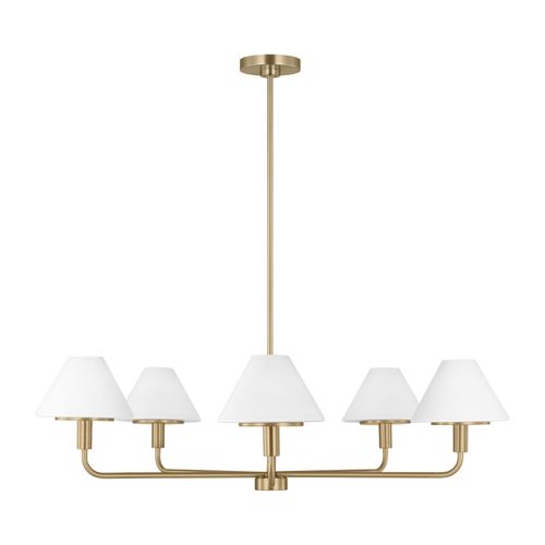 Satin Brass Chandelier from the Mendota Collection