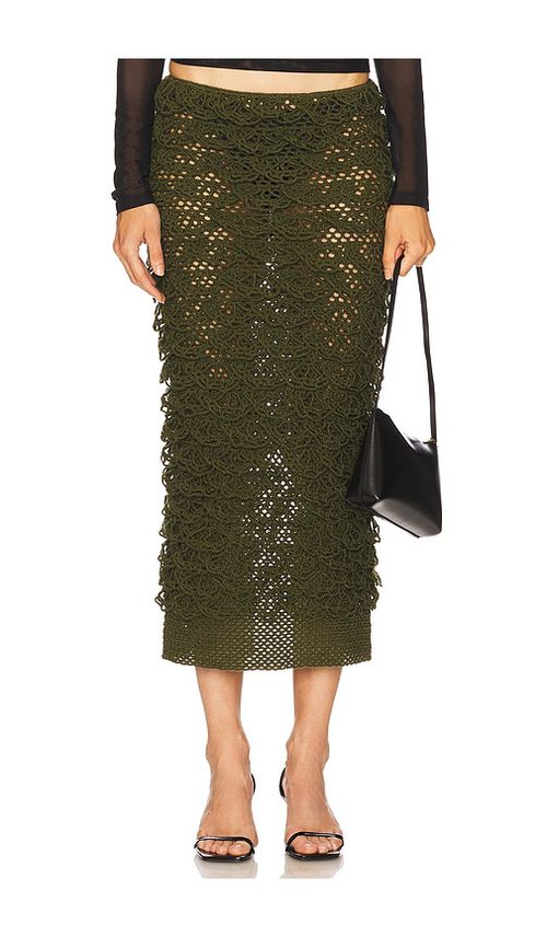 Nastyamasha Crochet Floral Midi Skirt in Green.  S. Also in