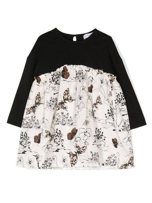 Floral-print cotton dress - Black