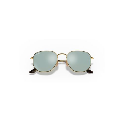 Ray-Ban Hexagonal Flat Lenses Sunglasses Arista Gold Frame Silver Lenses 48-21