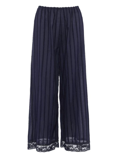 Lace-trim wide-leg trousers - Blue