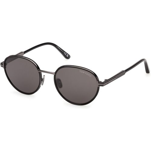 TOM FORD Unisex TOM FORD FT1339 JET-02 01A Sunglasses Metal Black Smoke Round Norma